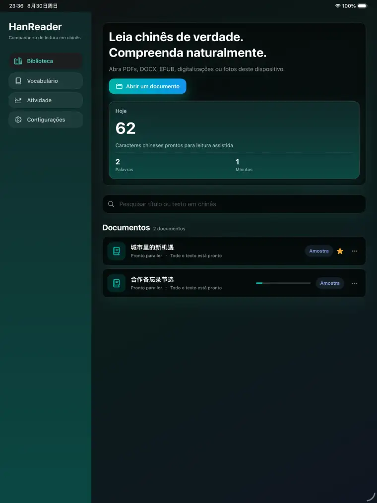 Abra documentos locais - HanReader
